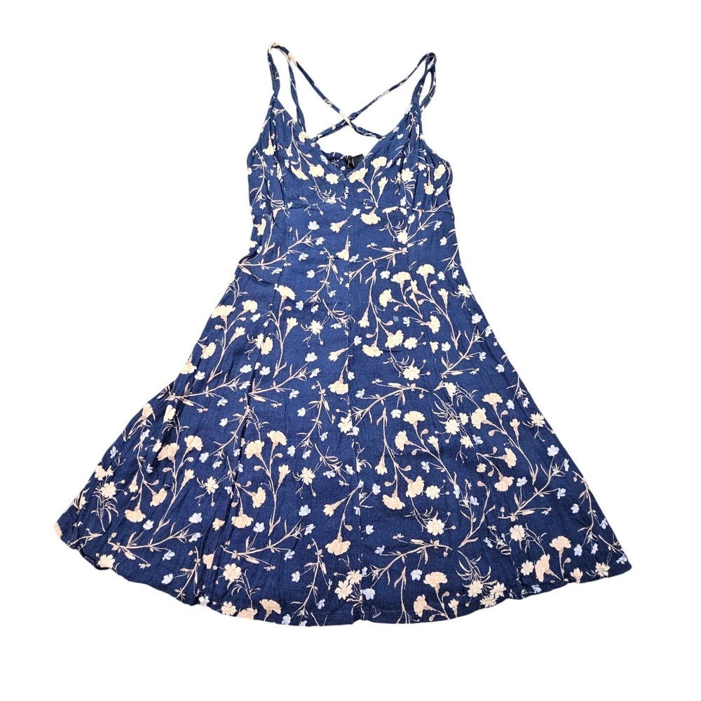 American Eagle Outfitters Navy Blue Floral Slip Mini Dress